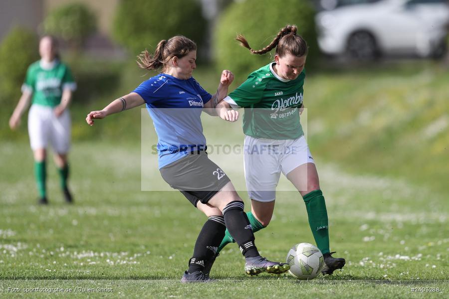 Sportgelände, Adelsberg, 13.04.2024, sport, action, BFV, Fussball, April 2024, 11. Spieltag, Frauen BOL, DJK, FCK, DJK Schweinfurt, FC Karsbach - Bild-ID: 2403288