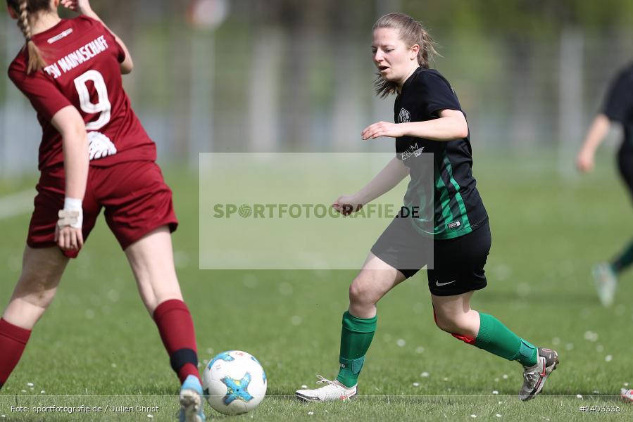 Sportgelände, Karlstadt, 14.04.2024, sport, action, BFV, Fussball, April 2024, 11. Spieltag, Bezirksliga Frauen 01, TSV, FVK, TSV Mainaschaff, FV Karlstadt - Bild-ID: 2403336 Sportgelände, Karlstadt, 14.04.2024, sport, action, BFV, Fussball, April 2024, 11. Spieltag, Bezirksliga Frauen 01, TSV, FVK, TSV Mainaschaff, FV Karlstadt - Bild-ID: 2403336