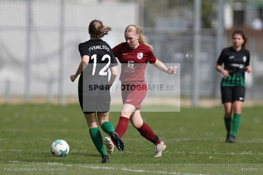 Sportgelände, Karlstadt, 14.04.2024, sport, action, BFV, Fussball, April 2024, 11. Spieltag, Bezirksliga Frauen 01, TSV, FVK, TSV Mainaschaff, FV Karlstadt - Bild-ID: 2403376 Sportgelände, Karlstadt, 14.04.2024, sport, action, BFV, Fussball, April 2024, 11. Spieltag, Bezirksliga Frauen 01, TSV, FVK, TSV Mainaschaff, FV Karlstadt - Bild-ID: 2403376