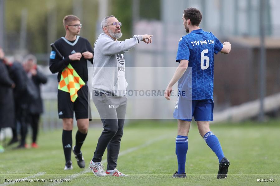 Sportgelände, Lohr, 17.04.2024, sport, action, BFV, Fussball, April 2024, 28. Spieltag, Bezirksliga Unterfranken West, SpVgg Hösbach-Bahnhof, TSV Lohr - Bild-ID: 2403755