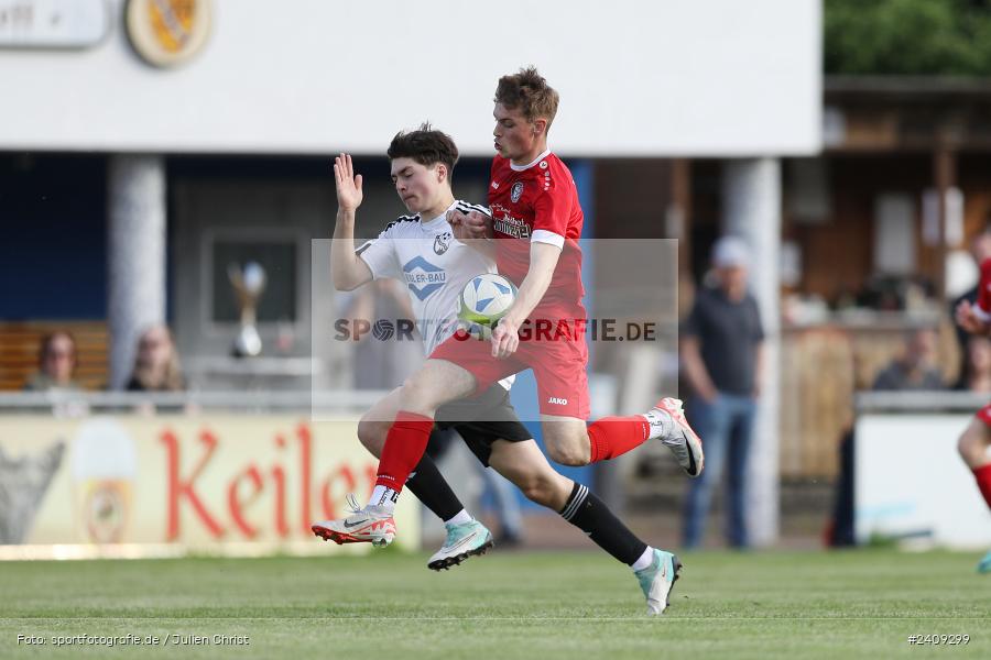Sportgelände, Lohr am Main, 16.05.2024, sport, action, BFV, Fussball, Mai 2024, B-Junioren, Finale, U17 Landräte Pokal Main-Spessart, TUS, JFG, SG TuS Frammersbach, JFG Spessarttor - Bild-ID: 2409299 Sportgelände, Lohr am Main, 16.05.2024, sport, action, BFV, Fussball, Mai 2024, B-Junioren, Finale, U17 Landräte Pokal Main-Spessart, TUS, JFG, SG TuS Frammersbach, JFG Spessarttor - Bild-ID: 2409299