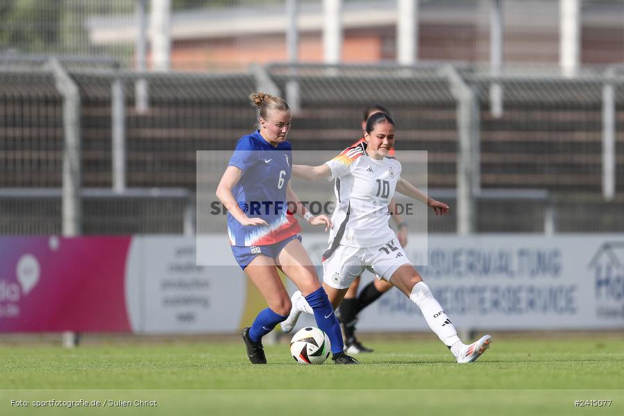 Stadion am Schönbusch, Aschaffenburg, 08.06.2024, sport, action, DFB, Fussball, Juniorinnen, Womens U16, Länderspiel, GER, USA, Deutschland - Bild-ID: 2415077 Stadion am Schönbusch, Aschaffenburg, 08.06.2024, sport, action, DFB, Fussball, Juniorinnen, Womens U16, Länderspiel, GER, USA, Deutschland - Bild-ID: 2415077