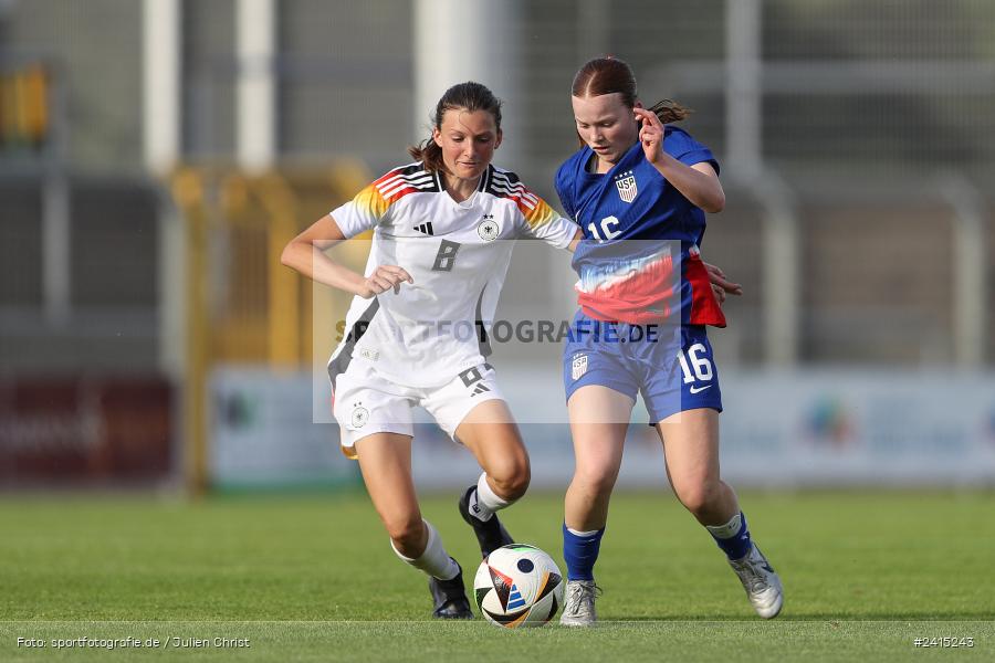 Stadion am Schönbusch, Aschaffenburg, 08.06.2024, sport, action, DFB, Fussball, Juniorinnen, Womens U16, Länderspiel, GER, USA, Deutschland - Bild-ID: 2415243 Stadion am Schönbusch, Aschaffenburg, 08.06.2024, sport, action, DFB, Fussball, Juniorinnen, Womens U16, Länderspiel, GER, USA, Deutschland - Bild-ID: 2415243