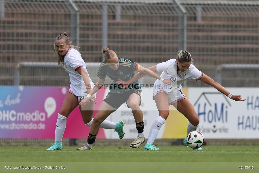 Stadion am Schönbusch, Aschaffenburg, 11.06.2024, sport, action, DFB, Fussball, Juniorinnen, Womens U16, Länderspiel, GER, USA, Deutschland - Bild-ID: 2415410 Stadion am Schönbusch, Aschaffenburg, 11.06.2024, sport, action, DFB, Fussball, Juniorinnen, Womens U16, Länderspiel, GER, USA, Deutschland - Bild-ID: 2415410