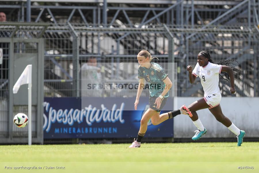 sport, action, Womens U16, USA, Stadion am Schönbusch, Länderspiel, Juniorinnen, GER, Fussball, Deutschland, DFB, Aschaffenburg, 11.06.2024 - Bild-ID: 2415940