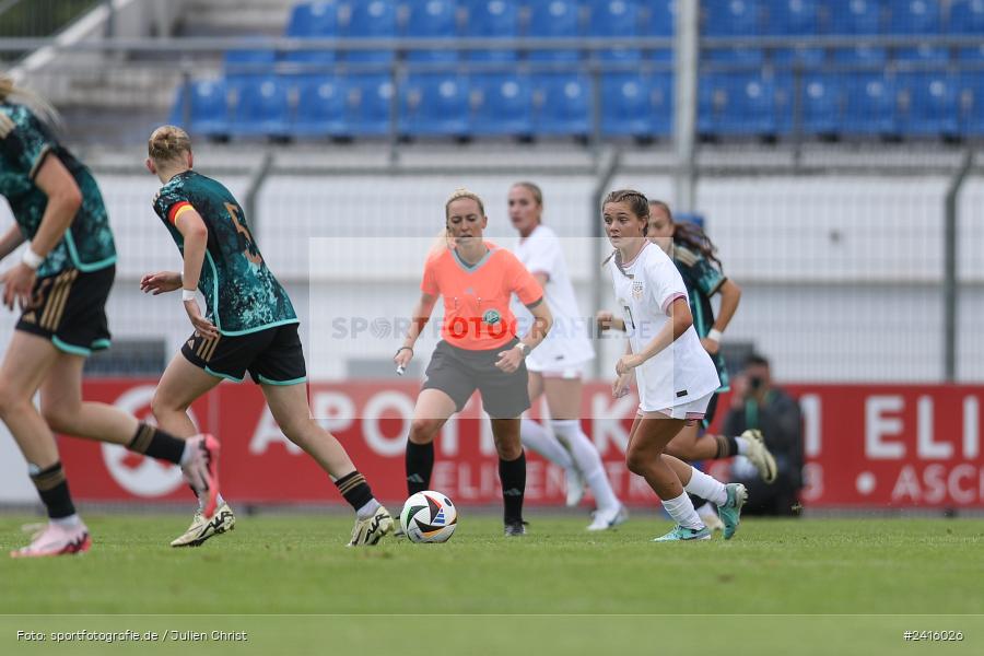 sport, action, Womens U16, USA, Stadion am Schönbusch, Länderspiel, Juniorinnen, GER, Fussball, Deutschland, DFB, Aschaffenburg, 11.06.2024 - Bild-ID: 2416026 sport, action, Womens U16, USA, Stadion am Schönbusch, Länderspiel, Juniorinnen, GER, Fussball, Deutschland, DFB, Aschaffenburg, 11.06.2024 - Bild-ID: 2416026
