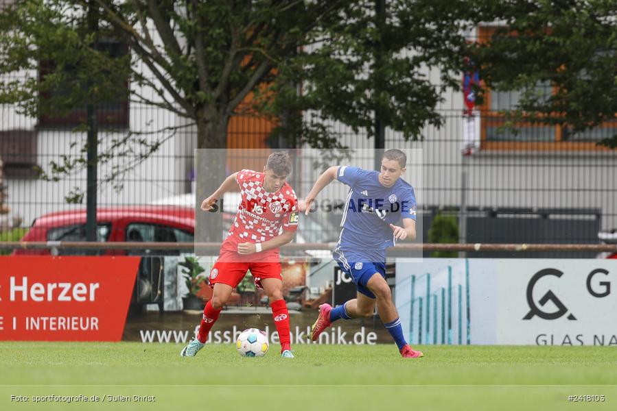 sport, action, Sportgelände Strietwald, SVA, SV Viktoria Aschaffenburg, Regionalliga Südwest, Regionalliga Bayern, Landesfreundschaftsspiele, Fussball, FSV, BFV, Aschaffenburg, 1. FSV Mainz 05 U23, 06.07.2024 - Bild-ID: 2418103
