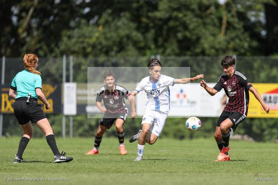 sport, action, U17, Sportgelände, SV Darmstadt 98, Landesfreundschaftsspiele, Junioren Bundesliga, Fussball, DFB, Altfeld, 1. FC Nürnberg, 07.07.2024 - Bild-ID: 2418456