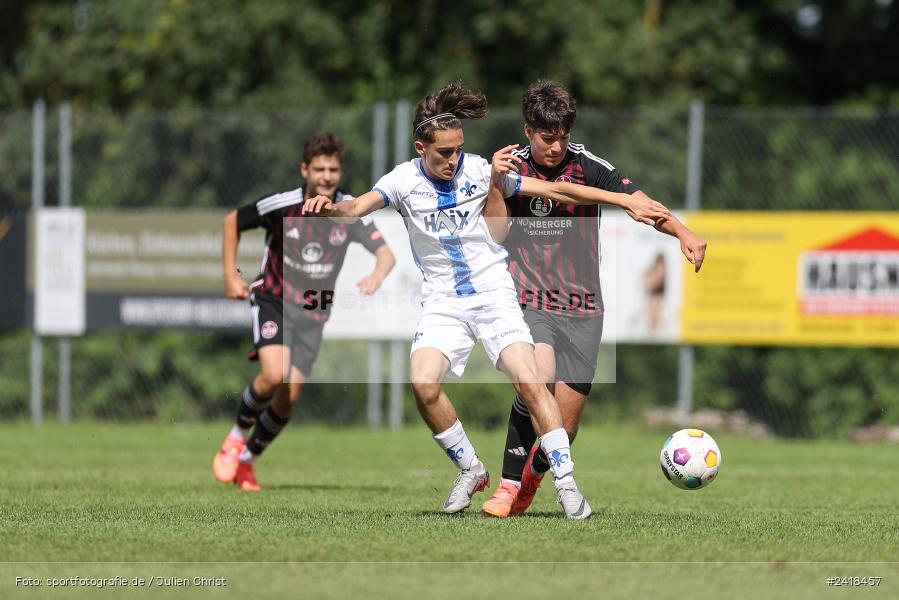 sport, action, U17, Sportgelände, SV Darmstadt 98, Landesfreundschaftsspiele, Junioren Bundesliga, Fussball, DFB, Altfeld, 1. FC Nürnberg, 07.07.2024 - Bild-ID: 2418457