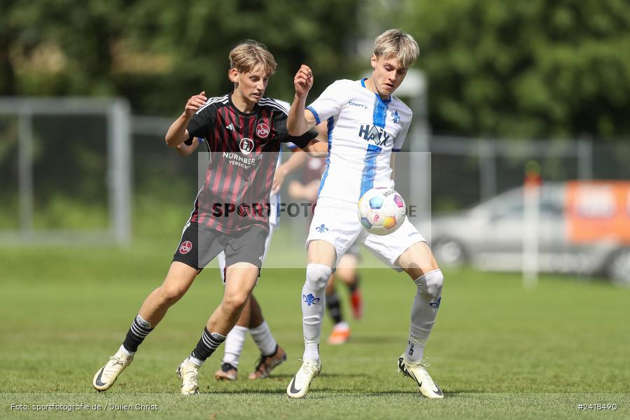 sport, action, U17, Sportgelände, SV Darmstadt 98, Landesfreundschaftsspiele, Junioren Bundesliga, Fussball, DFB, Altfeld, 1. FC Nürnberg, 07.07.2024 - Bild-ID: 2418490 sport, action, U17, Sportgelände, SV Darmstadt 98, Landesfreundschaftsspiele, Junioren Bundesliga, Fussball, DFB, Altfeld, 1. FC Nürnberg, 07.07.2024 - Bild-ID: 2418490
