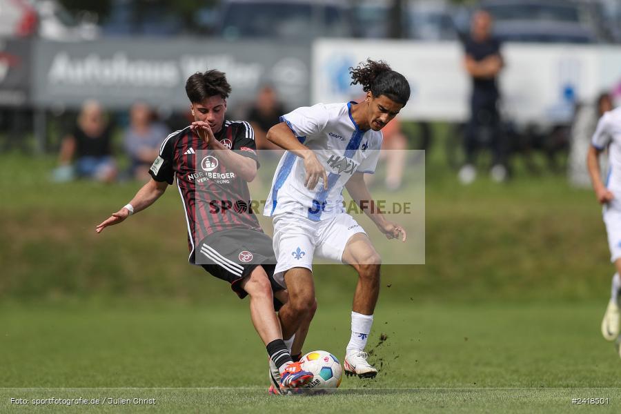 sport, action, U17, Sportgelände, SV Darmstadt 98, Landesfreundschaftsspiele, Junioren Bundesliga, Fussball, DFB, Altfeld, 1. FC Nürnberg, 07.07.2024 - Bild-ID: 2418501 sport, action, U17, Sportgelände, SV Darmstadt 98, Landesfreundschaftsspiele, Junioren Bundesliga, Fussball, DFB, Altfeld, 1. FC Nürnberg, 07.07.2024 - Bild-ID: 2418501