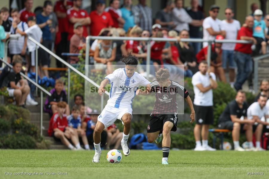 sport, action, U17, Sportgelände, SV Darmstadt 98, Landesfreundschaftsspiele, Junioren Bundesliga, Fussball, DFB, Altfeld, 1. FC Nürnberg, 07.07.2024 - Bild-ID: 2418522