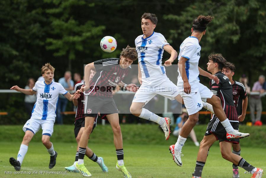 sport, action, U17, Sportgelände, SV Darmstadt 98, Landesfreundschaftsspiele, Junioren Bundesliga, Fussball, DFB, Altfeld, 1. FC Nürnberg, 07.07.2024 - Bild-ID: 2418569 sport, action, U17, Sportgelände, SV Darmstadt 98, Landesfreundschaftsspiele, Junioren Bundesliga, Fussball, DFB, Altfeld, 1. FC Nürnberg, 07.07.2024 - Bild-ID: 2418569