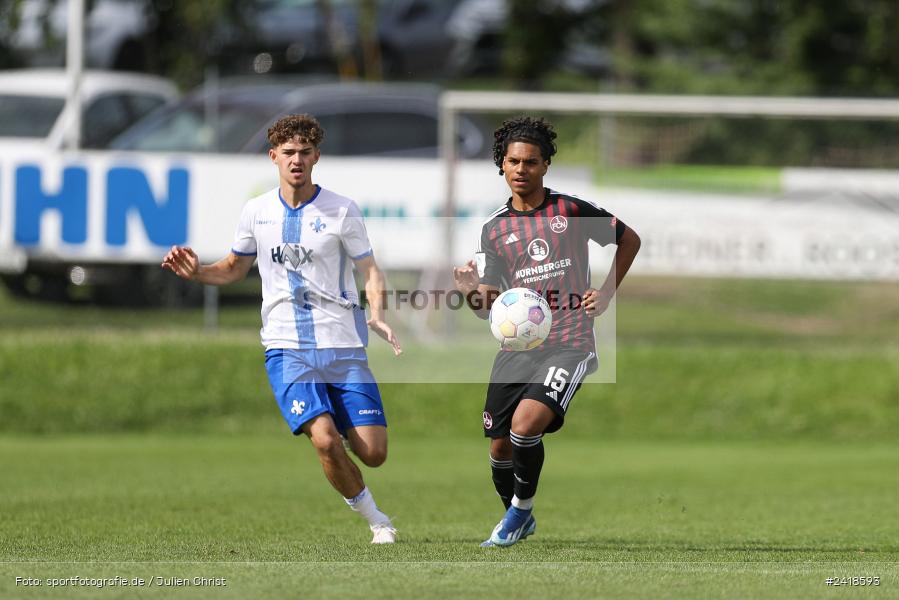 sport, action, U19, Sportgelände, SV Darmstadt 98, Landesfreundschaftsspiele, Junioren Bundesliga, Fussball, DFB, Altfeld, 1. FC Nürnberg, 07.07.2024 - Bild-ID: 2418593