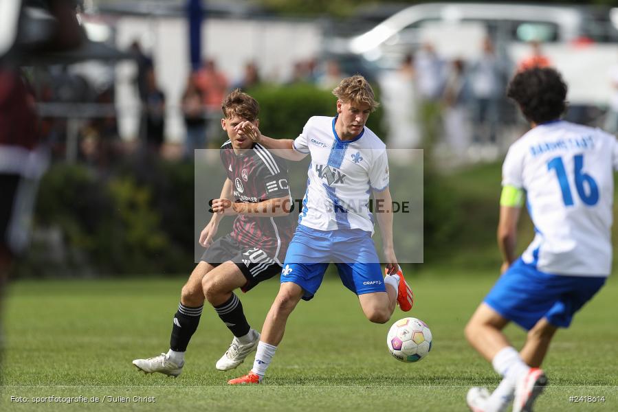 sport, action, U19, Sportgelände, SV Darmstadt 98, Landesfreundschaftsspiele, Junioren Bundesliga, Fussball, DFB, Altfeld, 1. FC Nürnberg, 07.07.2024 - Bild-ID: 2418614 sport, action, U19, Sportgelände, SV Darmstadt 98, Landesfreundschaftsspiele, Junioren Bundesliga, Fussball, DFB, Altfeld, 1. FC Nürnberg, 07.07.2024 - Bild-ID: 2418614