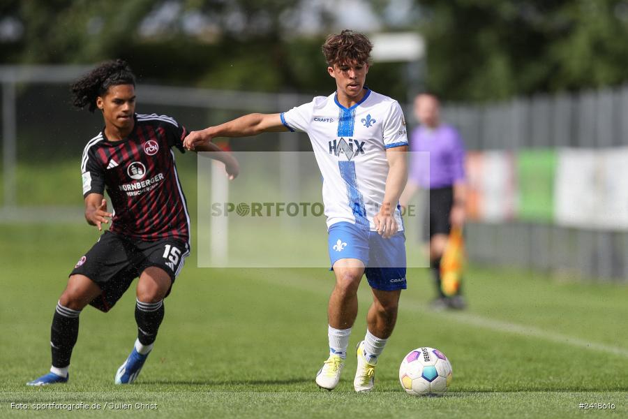 sport, action, U19, Sportgelände, SV Darmstadt 98, Landesfreundschaftsspiele, Junioren Bundesliga, Fussball, DFB, Altfeld, 1. FC Nürnberg, 07.07.2024 - Bild-ID: 2418616