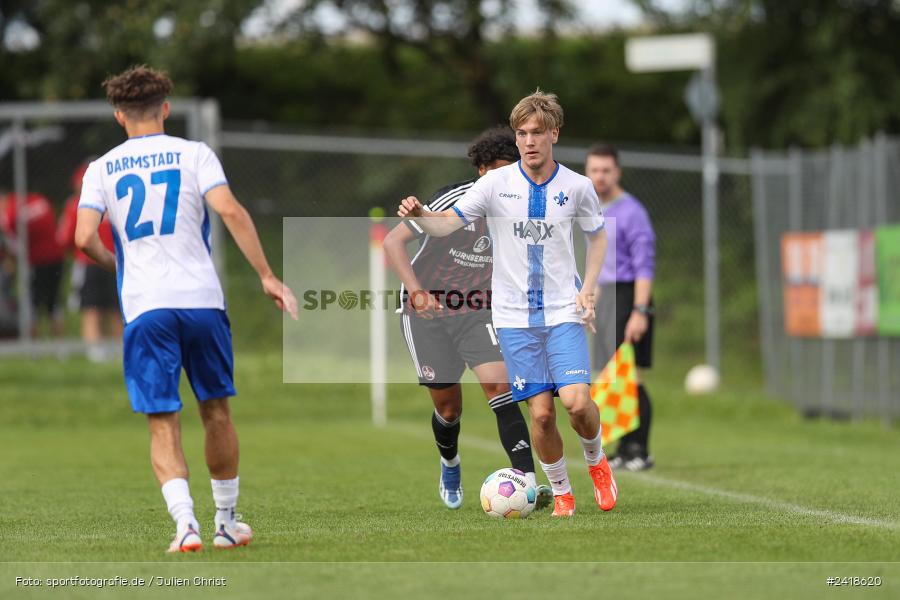 sport, action, U19, Sportgelände, SV Darmstadt 98, Landesfreundschaftsspiele, Junioren Bundesliga, Fussball, DFB, Altfeld, 1. FC Nürnberg, 07.07.2024 - Bild-ID: 2418620 sport, action, U19, Sportgelände, SV Darmstadt 98, Landesfreundschaftsspiele, Junioren Bundesliga, Fussball, DFB, Altfeld, 1. FC Nürnberg, 07.07.2024 - Bild-ID: 2418620