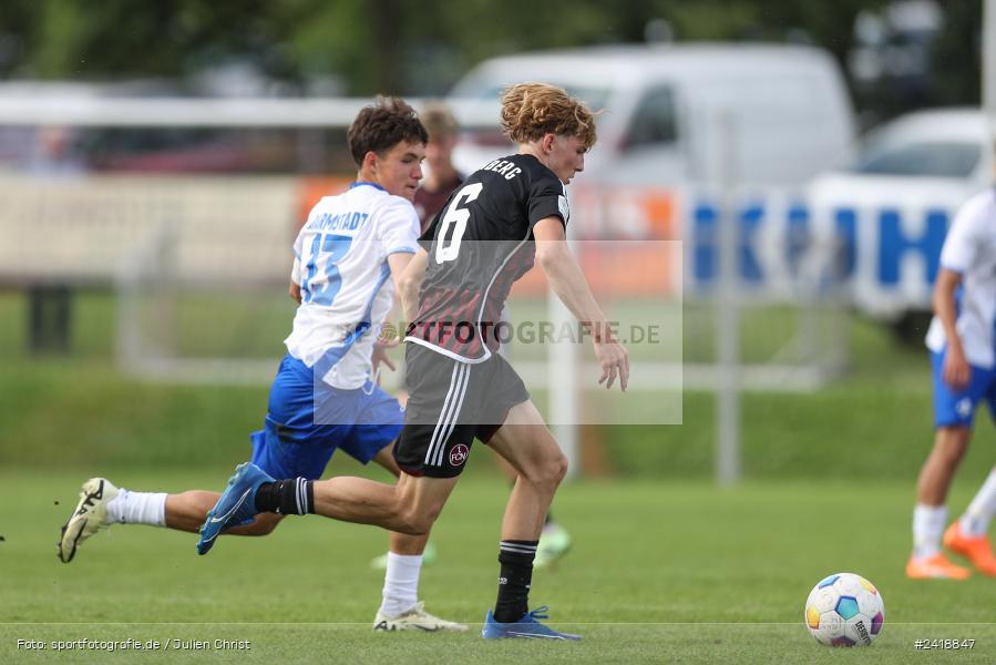 sport, action, U19, Sportgelände, SV Darmstadt 98, Landesfreundschaftsspiele, Junioren Bundesliga, Fussball, DFB, Altfeld, 1. FC Nürnberg, 07.07.2024 - Bild-ID: 2418847