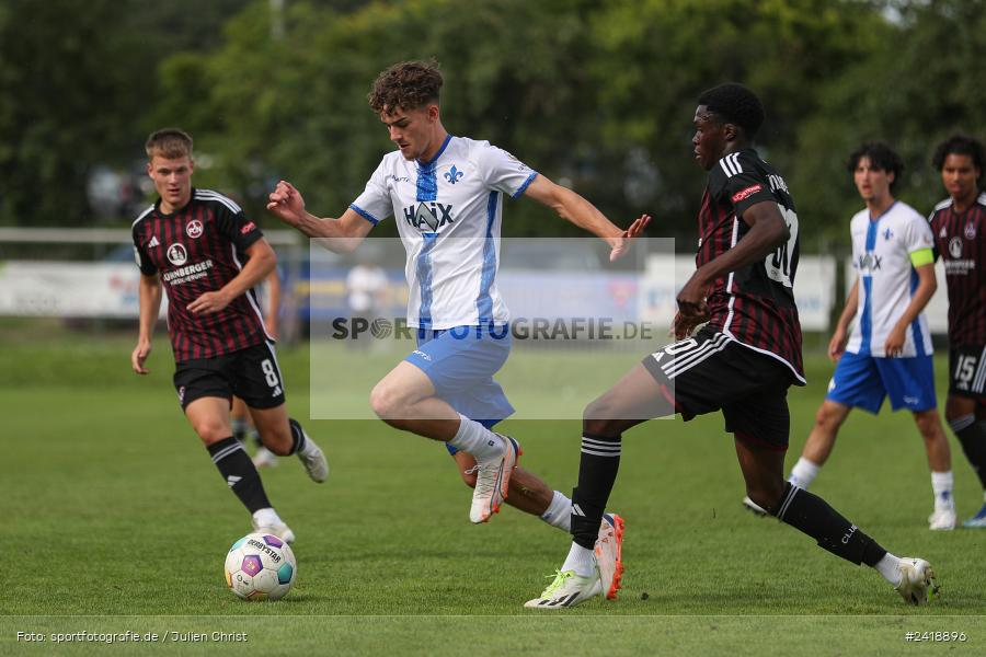 sport, action, U19, Sportgelände, SV Darmstadt 98, Landesfreundschaftsspiele, Junioren Bundesliga, Fussball, DFB, Altfeld, 1. FC Nürnberg, 08.07.2024 - Bild-ID: 2418896