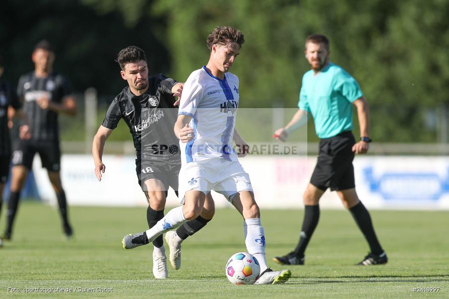 sport, action, TSV Karlburg, TSV, Sportgelände, SVD, SV Darmstadt 98 (U21), Landesfreundschaftsspiele, Karlburg, Hessenliga, HFV, Fussball, D98, Bayernliga Nord, BFV, 10.07.2024 - Bild-ID: 2418997