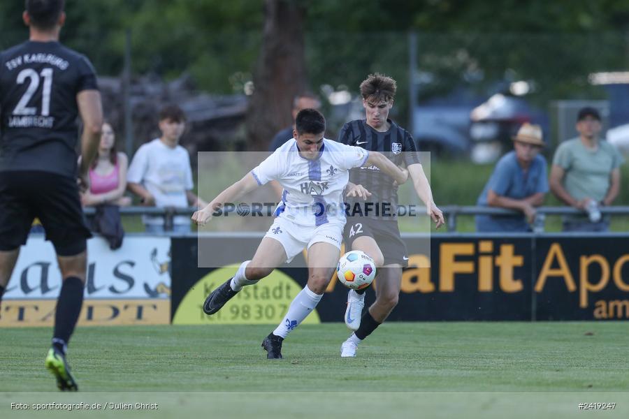 sport, action, TSV Karlburg, TSV, Sportgelände, SVD, SV Darmstadt 98 (U21), Landesfreundschaftsspiele, Karlburg, Hessenliga, HFV, Fussball, D98, Bayernliga Nord, BFV, 10.07.2024 - Bild-ID: 2419247