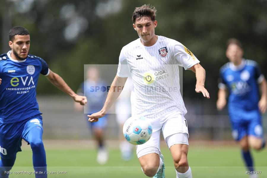 sport, action, Sportgeläde, Regionalliga Südwest, Hessenliga, HFV, Fussball, FSV Frankfurt, FSV, FCB, FC Bayern Alzenau, Alzenau, 13.07.2024 - Bild-ID: 2419377 sport, action, Sportgeläde, Regionalliga Südwest, Hessenliga, HFV, Fussball, FSV Frankfurt, FSV, FCB, FC Bayern Alzenau, Alzenau, 13.07.2024 - Bild-ID: 2419377