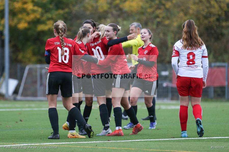 Sportpark Heuchelhof, Würzburg, 02.11.2024, sport, action, Fussball, BFV, 8. Spieltag, Frauen BOL, TSV, FWK, TSV 1846 Lohr am Main, FC Würzburger Kickers II - Bild-ID: 2451016 Sportpark Heuchelhof, Würzburg, 02.11.2024, sport, action, Fussball, BFV, 8. Spieltag, Frauen BOL, TSV, FWK, TSV 1846 Lohr am Main, FC Würzburger Kickers II - Bild-ID: 2451016
