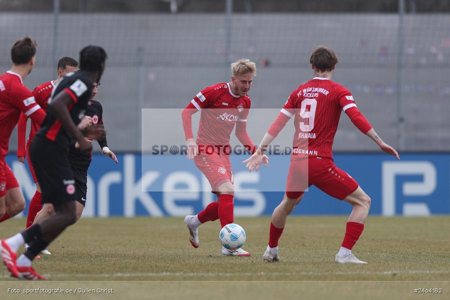 sport, action, SGE, Regionalliga Südwest, Regionalliga Bayern, Regional-FS, Fussball, FWK, FC Würzburger Kickers, Eintracht Frankfurt U21, Dreieich-Sprendlingen, BFV, Ahorn Camp Sportpark, 07.02.2025 - Bild-ID: 2464182