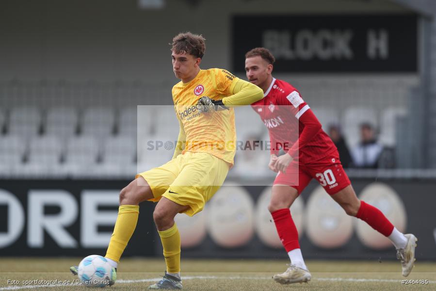 sport, action, SGE, Regionalliga Südwest, Regionalliga Bayern, Regional-FS, Fussball, FWK, FC Würzburger Kickers, Eintracht Frankfurt U21, Dreieich-Sprendlingen, BFV, Ahorn Camp Sportpark, 07.02.2025 - Bild-ID: 2464185