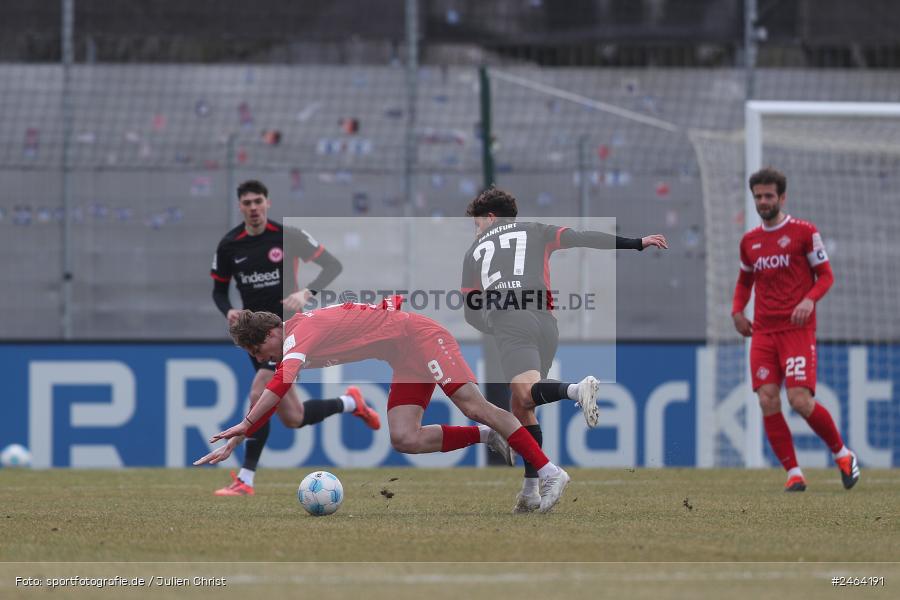 sport, action, SGE, Regionalliga Südwest, Regionalliga Bayern, Regional-FS, Fussball, FWK, FC Würzburger Kickers, Eintracht Frankfurt U21, Dreieich-Sprendlingen, BFV, Ahorn Camp Sportpark, 07.02.2025 - Bild-ID: 2464191