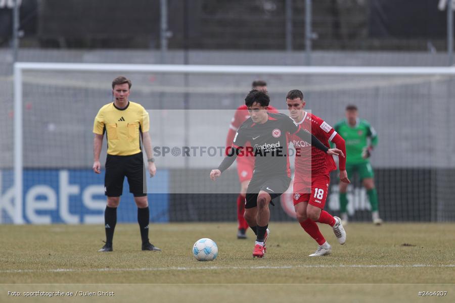 sport, action, SGE, Regionalliga Südwest, Regionalliga Bayern, Regional-FS, Fussball, FWK, FC Würzburger Kickers, Eintracht Frankfurt U21, Dreieich-Sprendlingen, BFV, Ahorn Camp Sportpark, 07.02.2025 - Bild-ID: 2464207