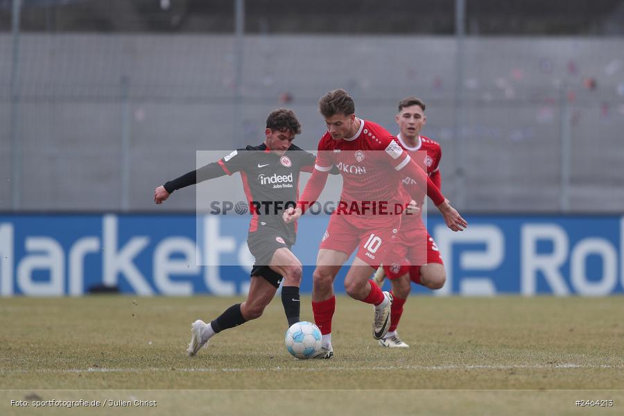 sport, action, SGE, Regionalliga Südwest, Regionalliga Bayern, Regional-FS, Fussball, FWK, FC Würzburger Kickers, Eintracht Frankfurt U21, Dreieich-Sprendlingen, BFV, Ahorn Camp Sportpark, 07.02.2025 - Bild-ID: 2464213