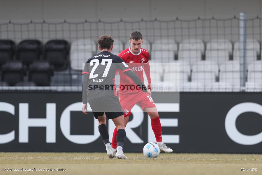 sport, action, SGE, Regionalliga Südwest, Regionalliga Bayern, Regional-FS, Fussball, FWK, FC Würzburger Kickers, Eintracht Frankfurt U21, Dreieich-Sprendlingen, BFV, Ahorn Camp Sportpark, 07.02.2025 - Bild-ID: 2464258 sport, action, SGE, Regionalliga Südwest, Regionalliga Bayern, Regional-FS, Fussball, FWK, FC Würzburger Kickers, Eintracht Frankfurt U21, Dreieich-Sprendlingen, BFV, Ahorn Camp Sportpark, 07.02.2025 - Bild-ID: 2464258