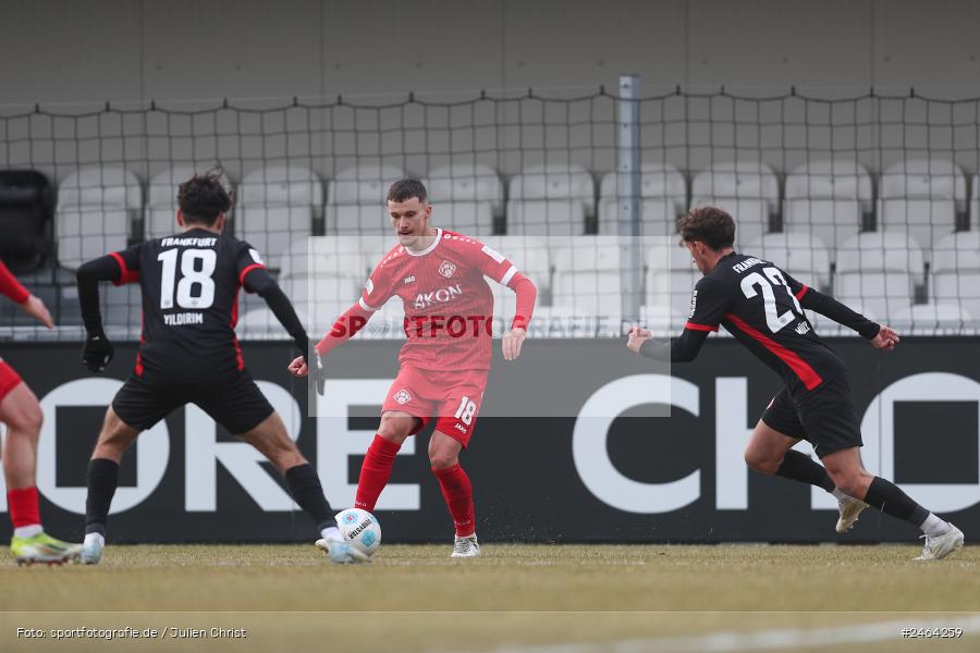 sport, action, SGE, Regionalliga Südwest, Regionalliga Bayern, Regional-FS, Fussball, FWK, FC Würzburger Kickers, Eintracht Frankfurt U21, Dreieich-Sprendlingen, BFV, Ahorn Camp Sportpark, 07.02.2025 - Bild-ID: 2464259