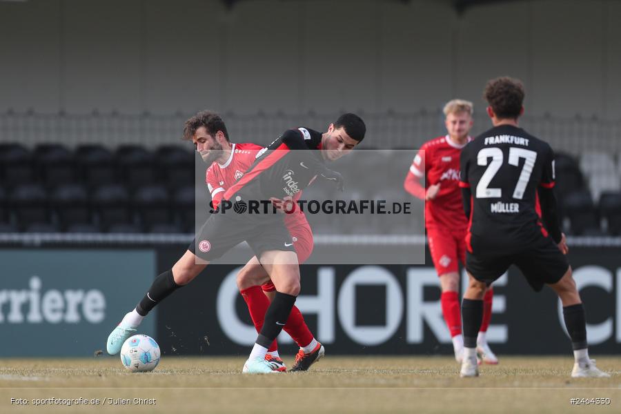 sport, action, SGE, Regionalliga Südwest, Regionalliga Bayern, Regional-FS, Fussball, FWK, FC Würzburger Kickers, Eintracht Frankfurt U21, Dreieich-Sprendlingen, BFV, Ahorn Camp Sportpark, 07.02.2025 - Bild-ID: 2464330