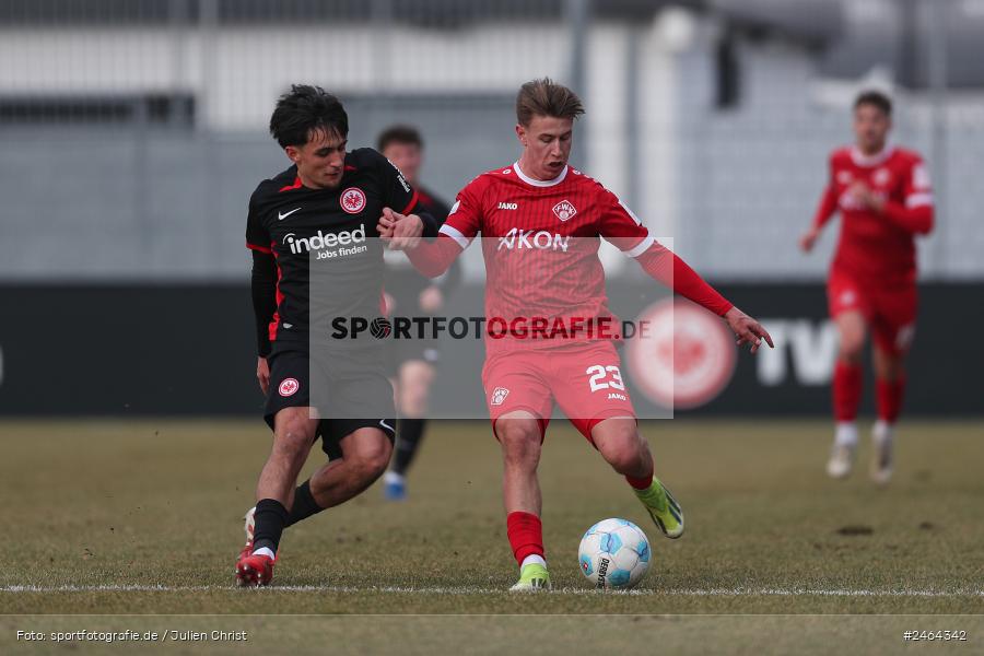 sport, action, SGE, Regionalliga Südwest, Regionalliga Bayern, Regional-FS, Fussball, FWK, FC Würzburger Kickers, Eintracht Frankfurt U21, Dreieich-Sprendlingen, BFV, Ahorn Camp Sportpark, 07.02.2025 - Bild-ID: 2464342 sport, action, SGE, Regionalliga Südwest, Regionalliga Bayern, Regional-FS, Fussball, FWK, FC Würzburger Kickers, Eintracht Frankfurt U21, Dreieich-Sprendlingen, BFV, Ahorn Camp Sportpark, 07.02.2025 - Bild-ID: 2464342