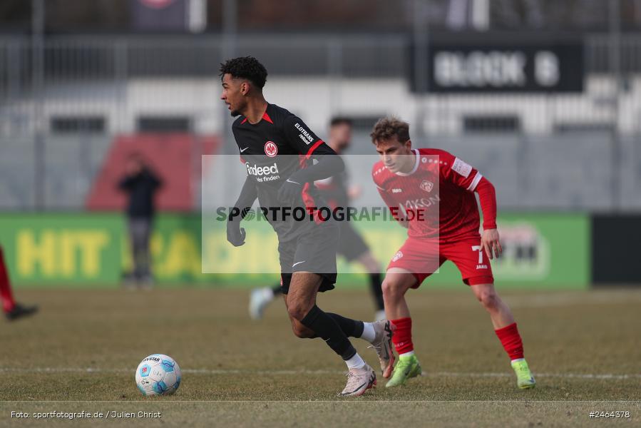 sport, action, SGE, Regionalliga Südwest, Regionalliga Bayern, Regional-FS, Fussball, FWK, FC Würzburger Kickers, Eintracht Frankfurt U21, Dreieich-Sprendlingen, BFV, Ahorn Camp Sportpark, 07.02.2025 - Bild-ID: 2464378 sport, action, SGE, Regionalliga Südwest, Regionalliga Bayern, Regional-FS, Fussball, FWK, FC Würzburger Kickers, Eintracht Frankfurt U21, Dreieich-Sprendlingen, BFV, Ahorn Camp Sportpark, 07.02.2025 - Bild-ID: 2464378
