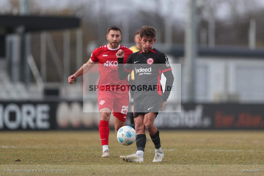 sport, action, SGE, Regionalliga Südwest, Regionalliga Bayern, Regional-FS, Fussball, FWK, FC Würzburger Kickers, Eintracht Frankfurt U21, Dreieich-Sprendlingen, BFV, Ahorn Camp Sportpark, 07.02.2025 - Bild-ID: 2464388 sport, action, SGE, Regionalliga Südwest, Regionalliga Bayern, Regional-FS, Fussball, FWK, FC Würzburger Kickers, Eintracht Frankfurt U21, Dreieich-Sprendlingen, BFV, Ahorn Camp Sportpark, 07.02.2025 - Bild-ID: 2464388