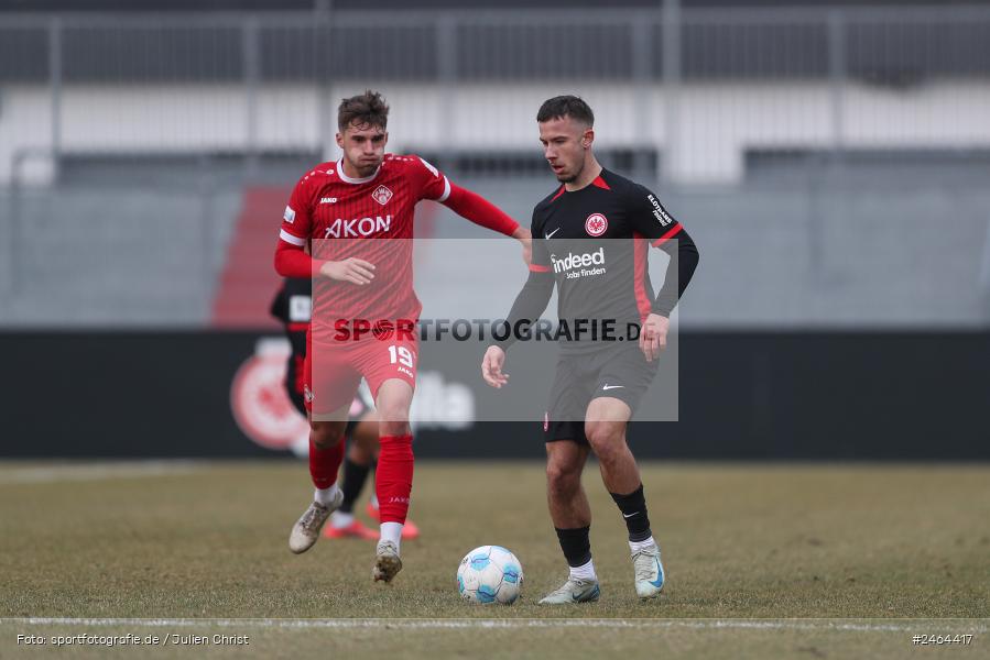 sport, action, SGE, Regionalliga Südwest, Regionalliga Bayern, Regional-FS, Fussball, FWK, FC Würzburger Kickers, Eintracht Frankfurt U21, Dreieich-Sprendlingen, BFV, Ahorn Camp Sportpark, 07.02.2025 - Bild-ID: 2464417 sport, action, SGE, Regionalliga Südwest, Regionalliga Bayern, Regional-FS, Fussball, FWK, FC Würzburger Kickers, Eintracht Frankfurt U21, Dreieich-Sprendlingen, BFV, Ahorn Camp Sportpark, 07.02.2025 - Bild-ID: 2464417