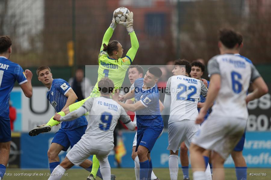 Mairec-Arena, Alzenau, 22.02.2025, sport, action, HFV, Fussball, Lotto Hessenliga, SVD, FCB, SV Darmstadt 98 (U21), FC Bayern Alzenau - Bild-ID: 2466786