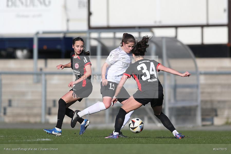 Stadion am Brentanobad, Frankfurt, 16.03.2025, sport, action, DFB, Fussball, 18. Spieltag, 2. Frauen-Bundesliga, FSV, SGE, FSV Gütersloh, Eintracht Frankfurt II - Bild-ID: 2471075 Stadion am Brentanobad, Frankfurt, 16.03.2025, sport, action, DFB, Fussball, 18. Spieltag, 2. Frauen-Bundesliga, FSV, SGE, FSV Gütersloh, Eintracht Frankfurt II - Bild-ID: 2471075