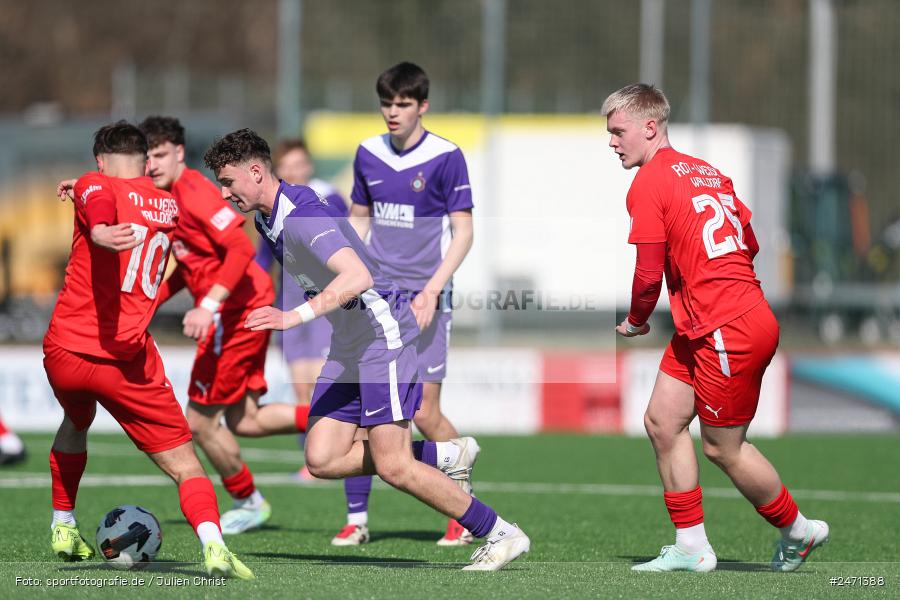 sport, action, SV Rot-Weiss Walldorf, RWW, Mörfelden-Walldorf, KR1, Fussball, FC Erzgebirge Aue, DFB Nachwuchsliga U19, DFB, AUE, 6. Spieltag, 16.03.2025 - Bild-ID: 2471388
