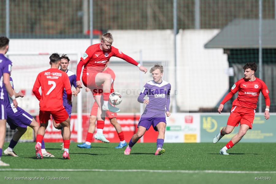 sport, action, SV Rot-Weiss Walldorf, RWW, Mörfelden-Walldorf, KR1, Fussball, FC Erzgebirge Aue, DFB Nachwuchsliga U19, DFB, AUE, 6. Spieltag, 16.03.2025 - Bild-ID: 2471392