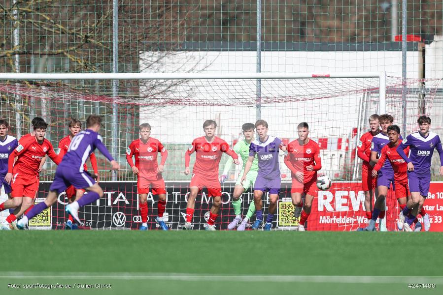 sport, action, SV Rot-Weiss Walldorf, RWW, Mörfelden-Walldorf, KR1, Fussball, FC Erzgebirge Aue, DFB Nachwuchsliga U19, DFB, AUE, 6. Spieltag, 16.03.2025 - Bild-ID: 2471400