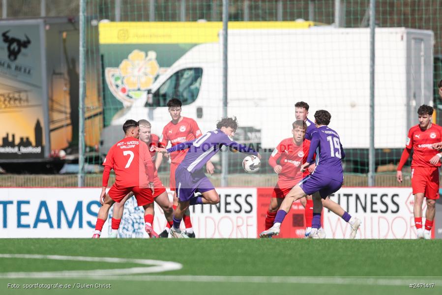 sport, action, SV Rot-Weiss Walldorf, RWW, Mörfelden-Walldorf, KR1, Fussball, FC Erzgebirge Aue, DFB Nachwuchsliga U19, DFB, AUE, 6. Spieltag, 16.03.2025 - Bild-ID: 2471417