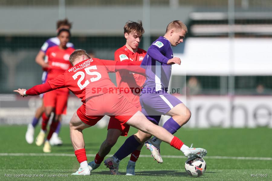sport, action, SV Rot-Weiss Walldorf, RWW, Mörfelden-Walldorf, KR1, Fussball, FC Erzgebirge Aue, DFB Nachwuchsliga U19, DFB, AUE, 6. Spieltag, 16.03.2025 - Bild-ID: 2471865