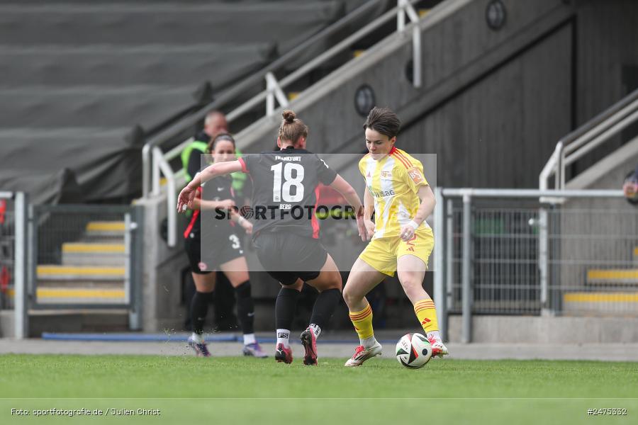 sport, action, Stadion am Brentanobad, SGE, Fussball, Frankfurt, FCU, Eintracht Frankfurt II, DFB, 30.03.2025, 20. Spieltag, 2. Frauen-Bundesliga, 1. FC Union Berlin - Bild-ID: 2475332