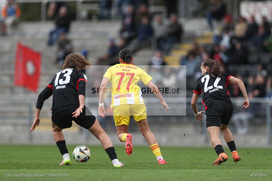 sport, action, Stadion am Brentanobad, SGE, Fussball, Frankfurt, FCU, Eintracht Frankfurt II, DFB, 30.03.2025, 20. Spieltag, 2. Frauen-Bundesliga, 1. FC Union Berlin - Bild-ID: 2475574