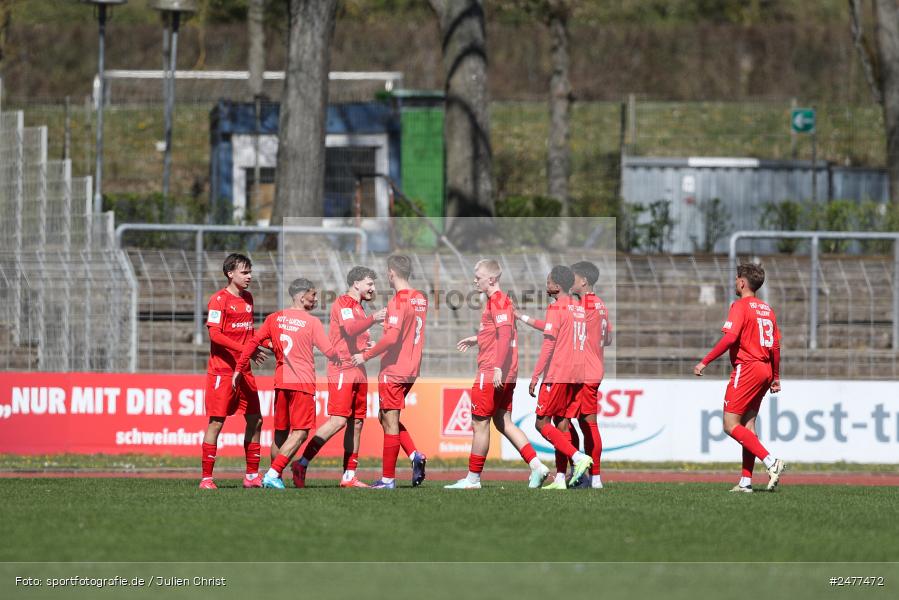 sport, action, Schweinfurt, Sachs Stadion, SV Rot-Weiss Walldorf, RWW, Hauptrunde Liga B Gruppe C, Fussball, FCS, DFB Nachwuchsliga, DFB, 9. Spieltag, 1. FC Schweinfurt 1905, 06.04.2025 - Bild-ID: 2477472