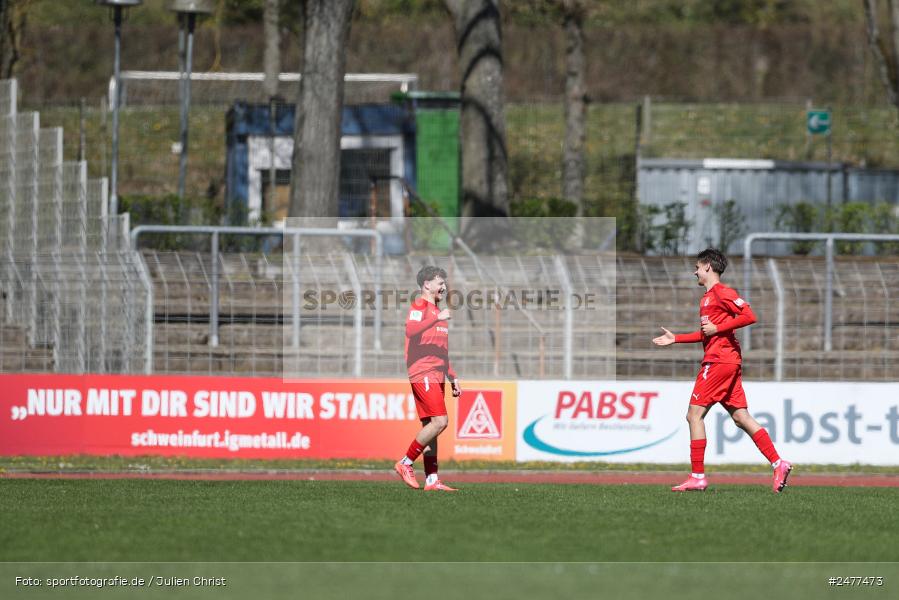 sport, action, Schweinfurt, Sachs Stadion, SV Rot-Weiss Walldorf, RWW, Hauptrunde Liga B Gruppe C, Fussball, FCS, DFB Nachwuchsliga, DFB, 9. Spieltag, 1. FC Schweinfurt 1905, 06.04.2025 - Bild-ID: 2477473